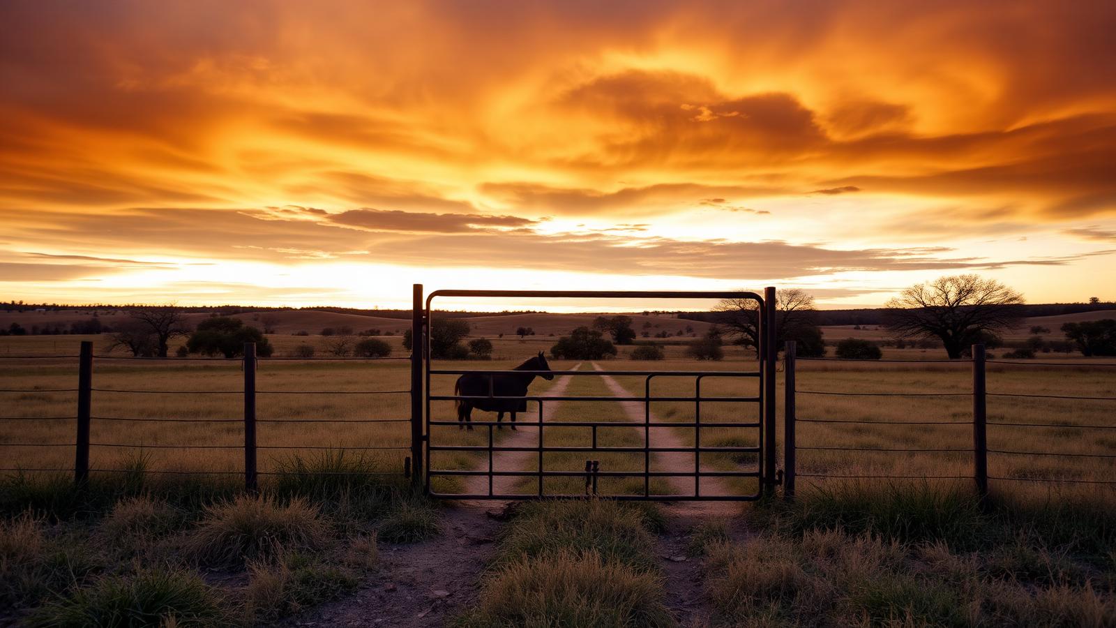 Central Texas ranch land at sunrise